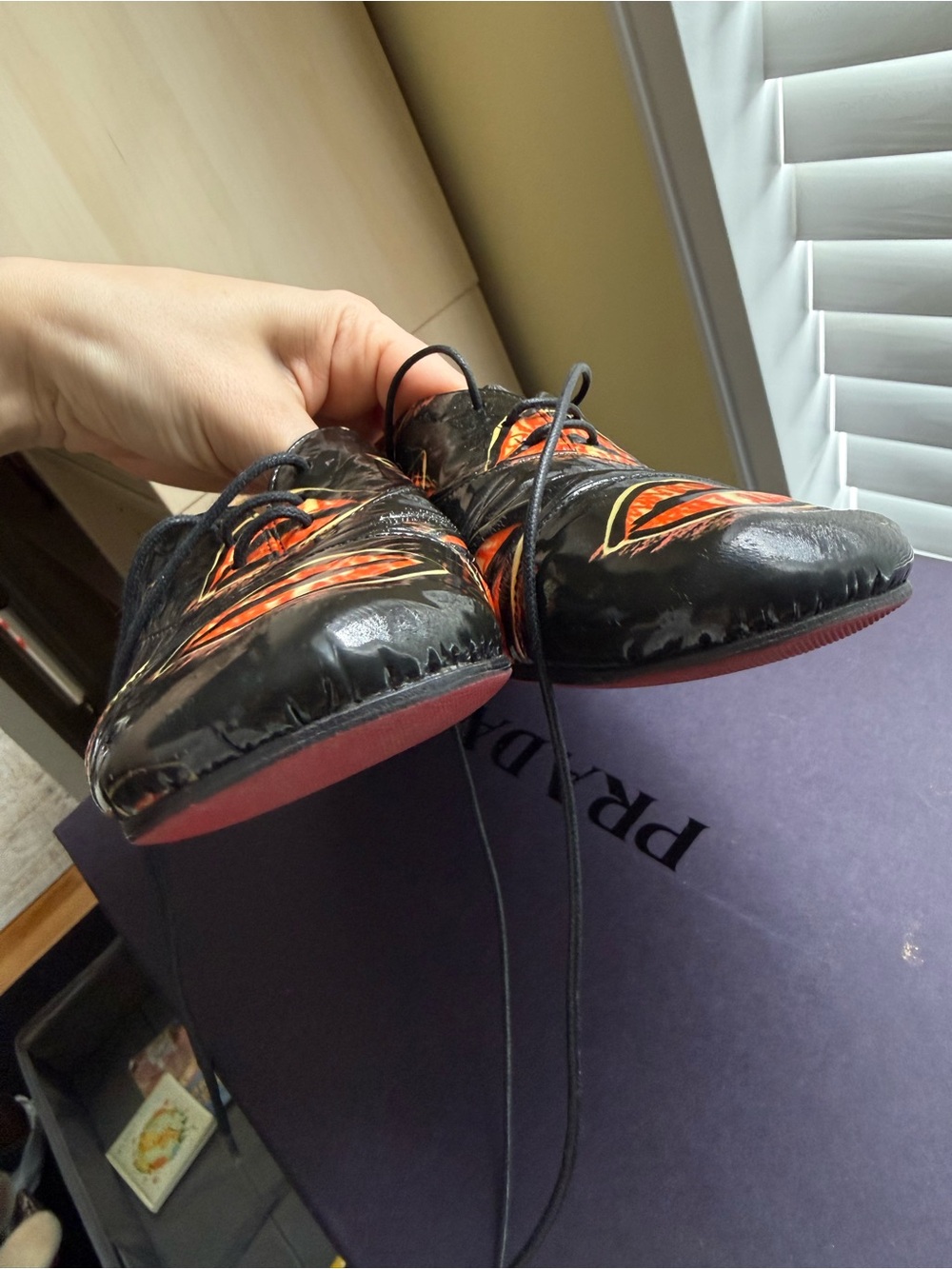 Prada Lips Print Lace-Up Shoes – Size 37 👠🖤🧡 - Picture 7 of 11